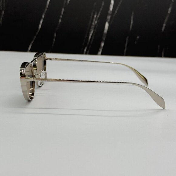 NEW AM0424S 004 ALEXANDER MCQUEEN SILVER WOMAN SUNGLASSES - Picture 7 of 10